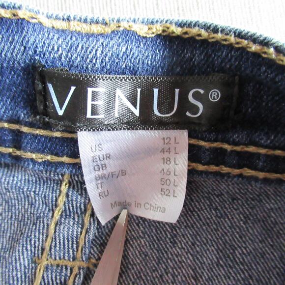 Venus Jeans Womens Size 12 L Blue Bootcut Denim Stretch Dark Wash Mid Rise Moto - Picture 2 of 9